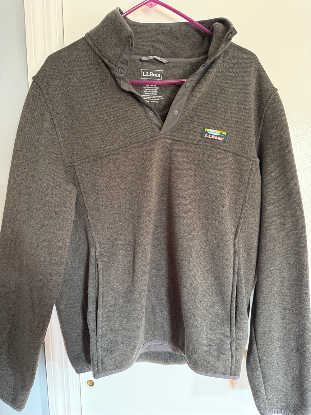 L.L. Bean Men's Dark Gray Snap-Front Fleece Zip-Up